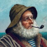 Painting signed E. Baro (Léon Noireaut), pipe sailor