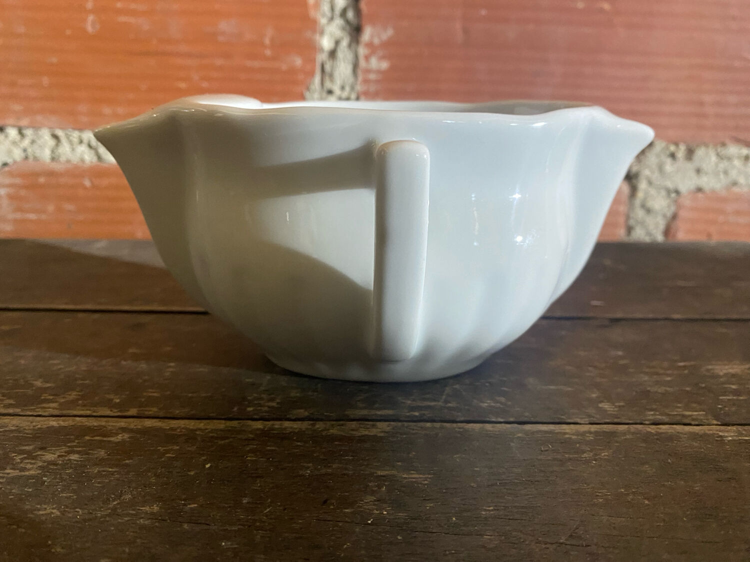 Double Sauce Boat Antique PILLIVUYT Gras & Maigre White Porcelain #D