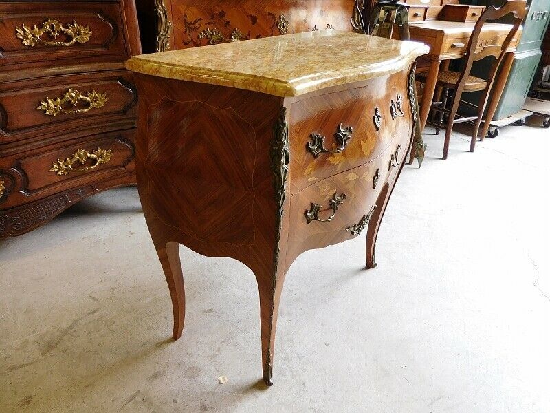 Commode en bois de rose 2 tiroirs plateau marbre n22