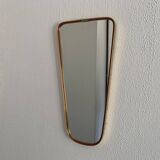 Vintage mirror 1960 asymmetrical free-form rearview mirror gold red - 71 x 34 cm