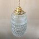 Pair of vintage molded pressed glass pendant lights