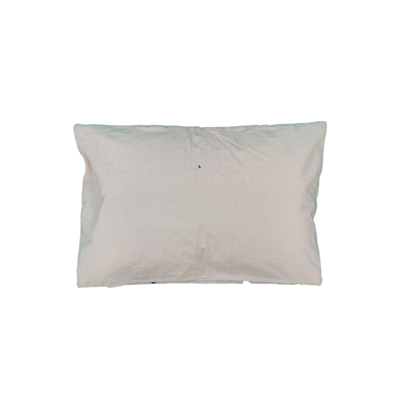 White and turquoise Kilim cushion Béni Ouarain style