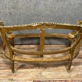 Frames of bench and armchair Louis XVI basket in gilded and lacquered wood