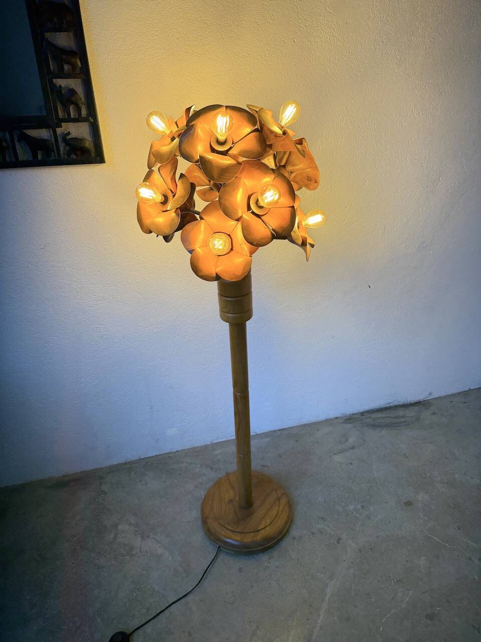 Ornamental floor lamp with "flower" patterns from the 1970s.