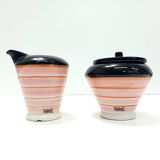Set of Four Ceramic Coffee Cups by Baldelli with Milk Jug and Sugar Bowl, Italy