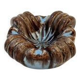 Cendrier 1960s 1970s en céramique signé Saint Mard Paris émail marron bleu