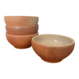 Set of 4 vintage stoneware bowls – terracotta tones – natural raw spirit