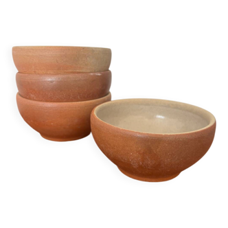 Set of 4 vintage stoneware bowls – terracotta tones – natural raw spirit