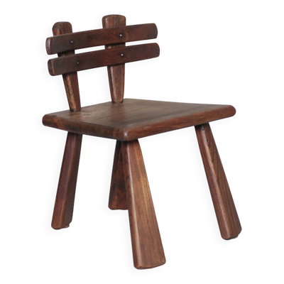 Chaise bois brutaliste, petite chaise enfant ou décorative, porte-plante