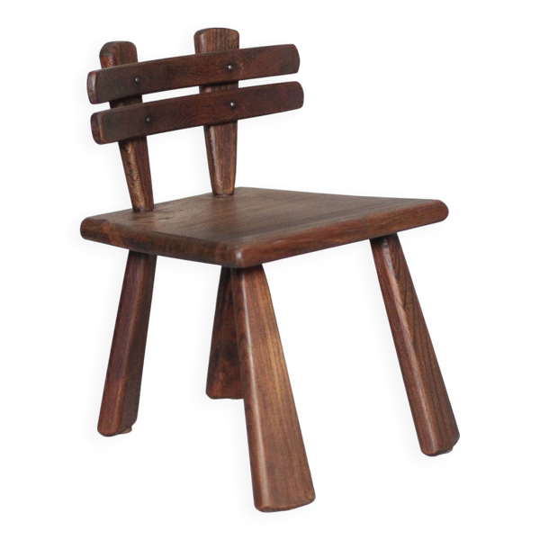 Chaise bois brutaliste, petite chaise enfant ou décorative, porte-plante