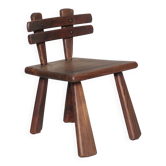 Chaise bois brutaliste, petite chaise enfant ou décorative, porte-plante