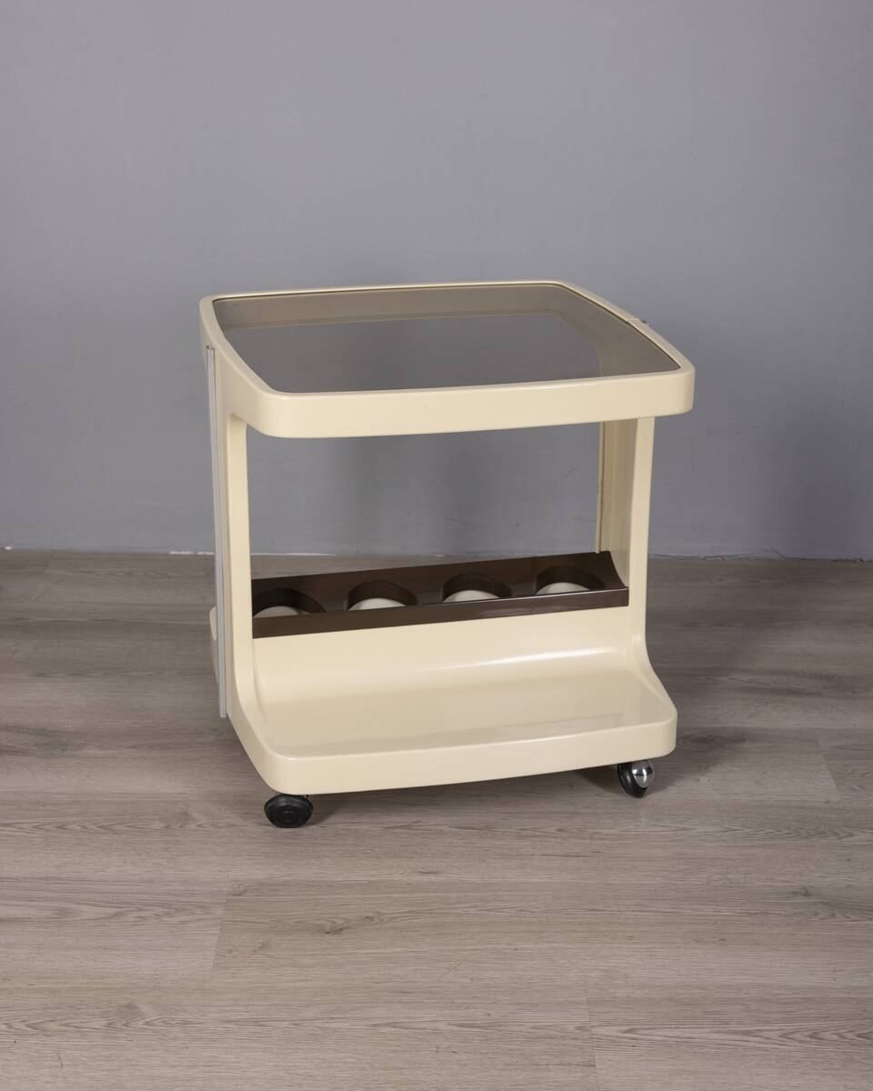 Vintage 1970s plastic and glass bar trolley by Marc Held for Prisunic