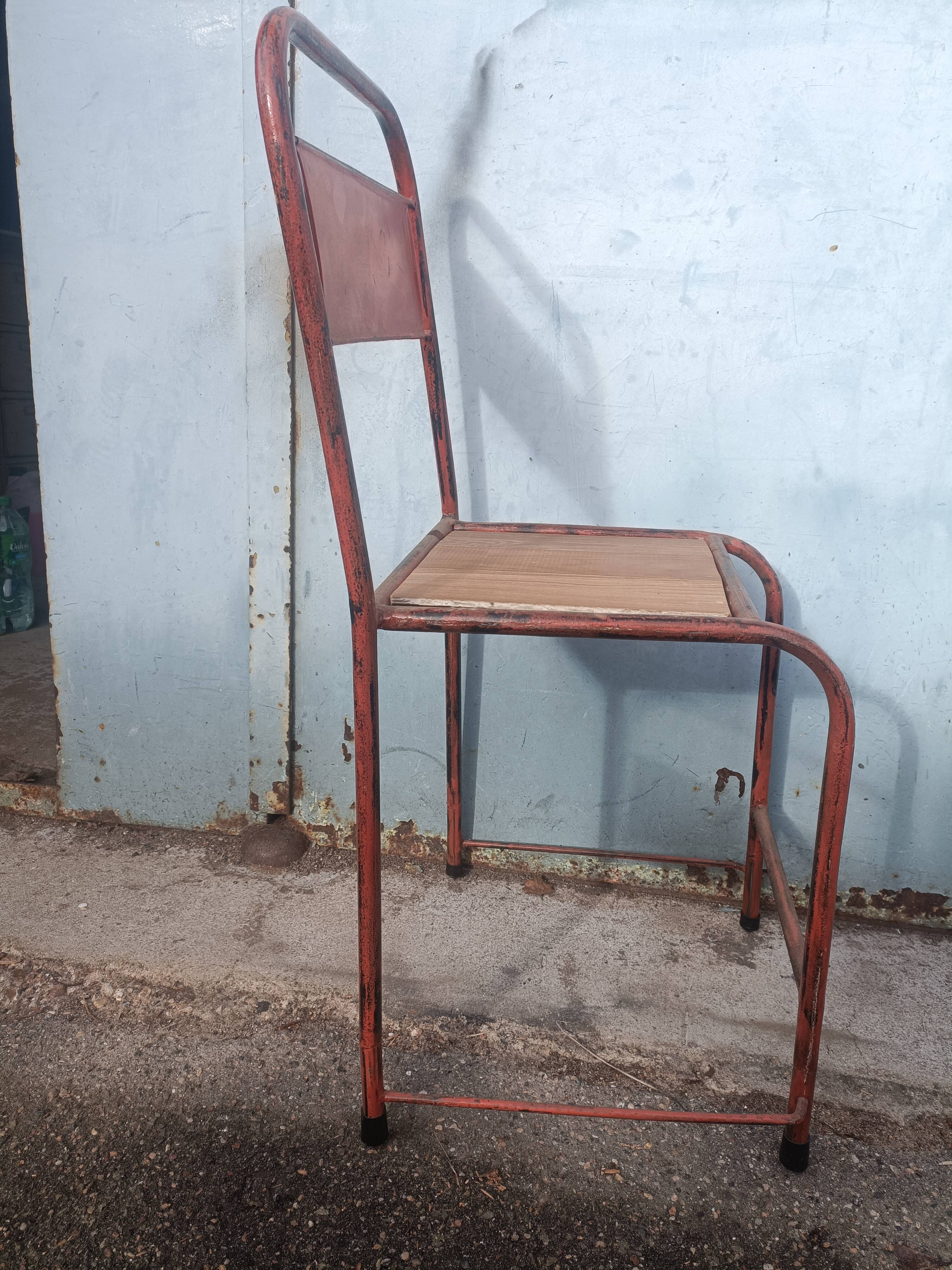 4 antique metal wooden chairs