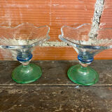 Set of 6 Ice Cream Bowls Design LA ROCHERE Coloured Glass France #D848