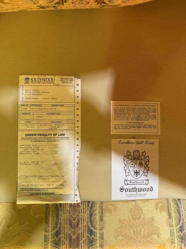 Canapé de style anglais en soie - damas