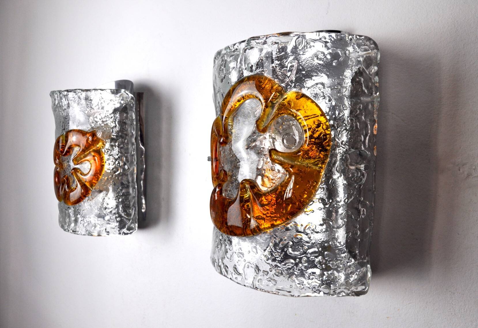 Pair of Mazzega Murano Space age wall lights Italy 1970