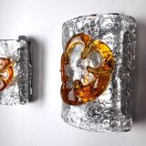 Pair of Mazzega Murano Space age wall lights Italy 1970