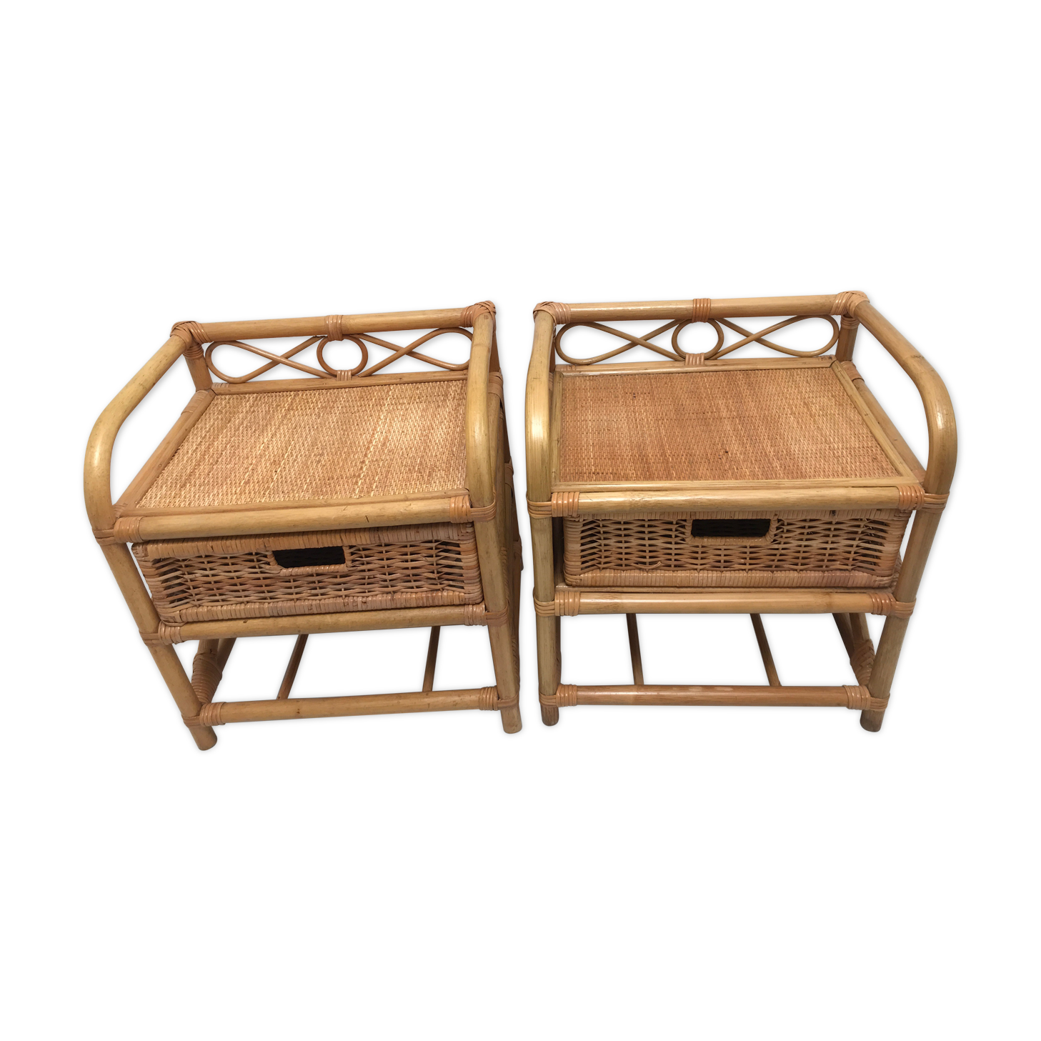 Vintage bamboo and rattan bedsides