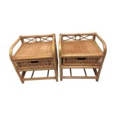 Vintage bamboo and rattan bedsides