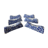 6 blue porcelain knife holders