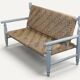 Vintage bench in braided rope and painted wood, 1950s-60s.