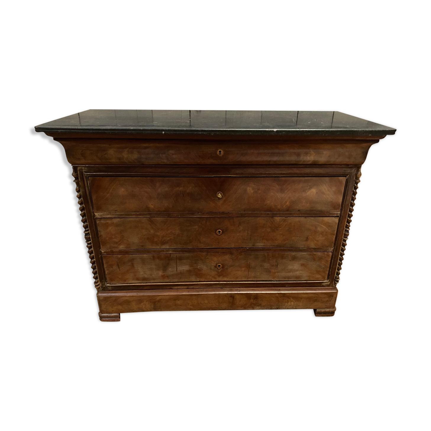 English chest of drawers circa 1920 mahogany veneer and marble top