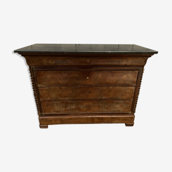 Commode anglaise vers 1920 plaquée acajou et plateau marbre