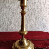Pair of bronze bedside lamps with pleated lampshade