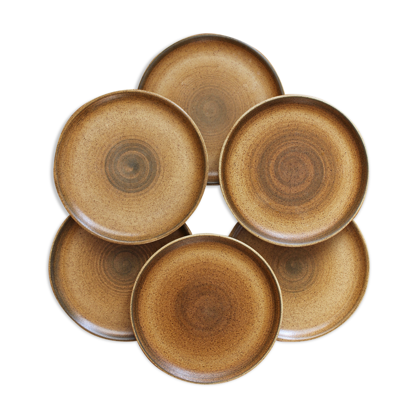 6 flat plates in vintage Longchamp stoneware