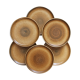 6 flat plates in vintage Longchamp stoneware