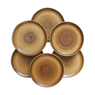 6 flat plates in vintage Longchamp stoneware