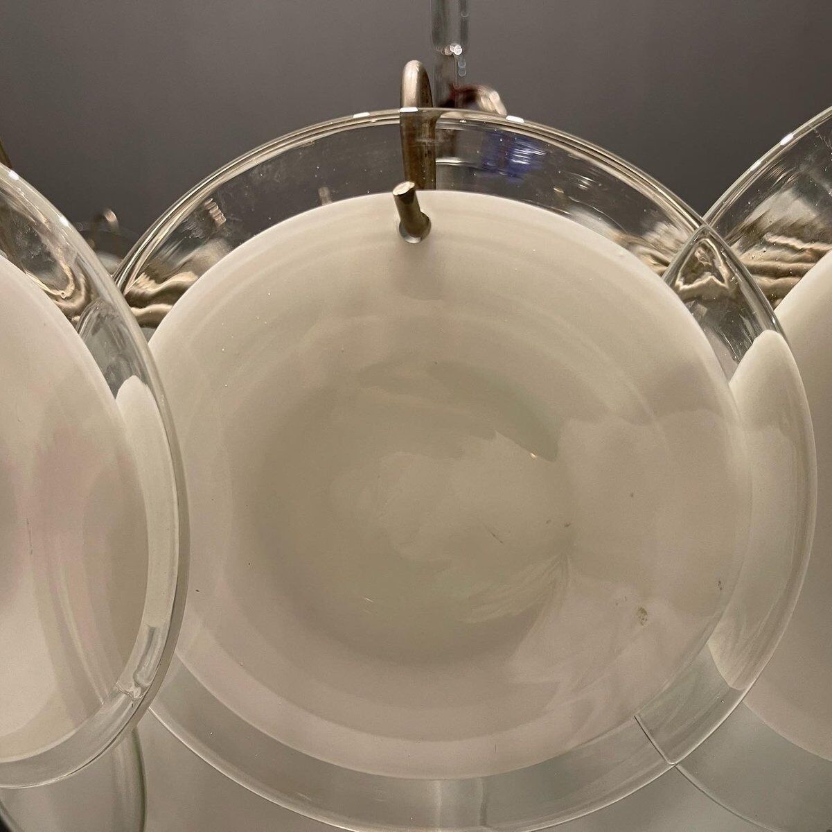 White Murano glass disc chandelier, 1970s