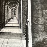 Photograph black and white silver print circa 1970 medieval bridge