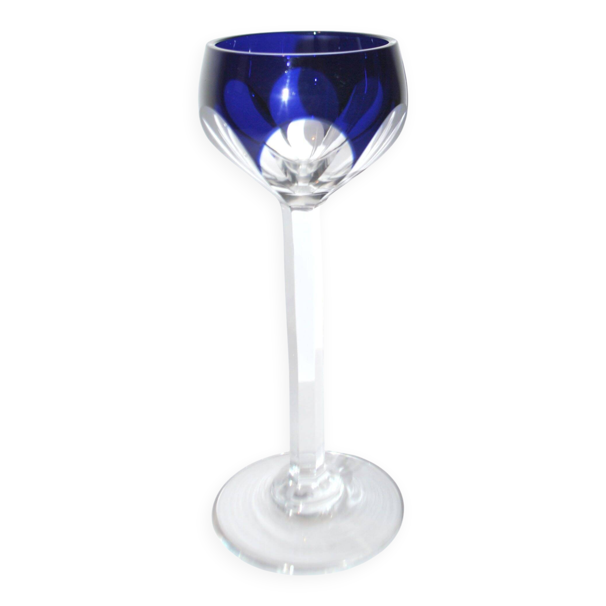 SAINT-LOUIS BRISTOL JOSEPH liqueur glass with overlay, cobalt blue lined crystal