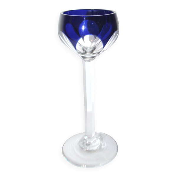 Verre à liqueur Saint-Louis Bristol Joseph overlay cristal doublé bleu