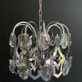 Lustre design en chrome et cristaux de Angelo Gaetano Sciolari. Vers 1970