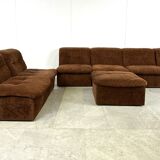 Vintage brown fabric modular sofa, 1970s