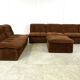 Vintage brown fabric modular sofa, 1970s