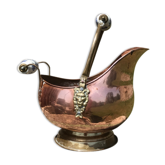 Seau à charbon ou charbonnière en cuivre et laiton