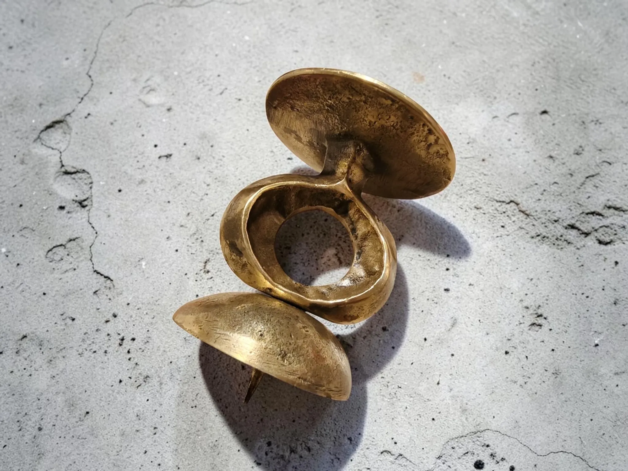 Vintage Brutalist Candle Holder in Solid Brass – Mid-Century Modern Design