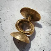 Vintage Brutalist Candle Holder in Solid Brass – Mid-Century Modern Design