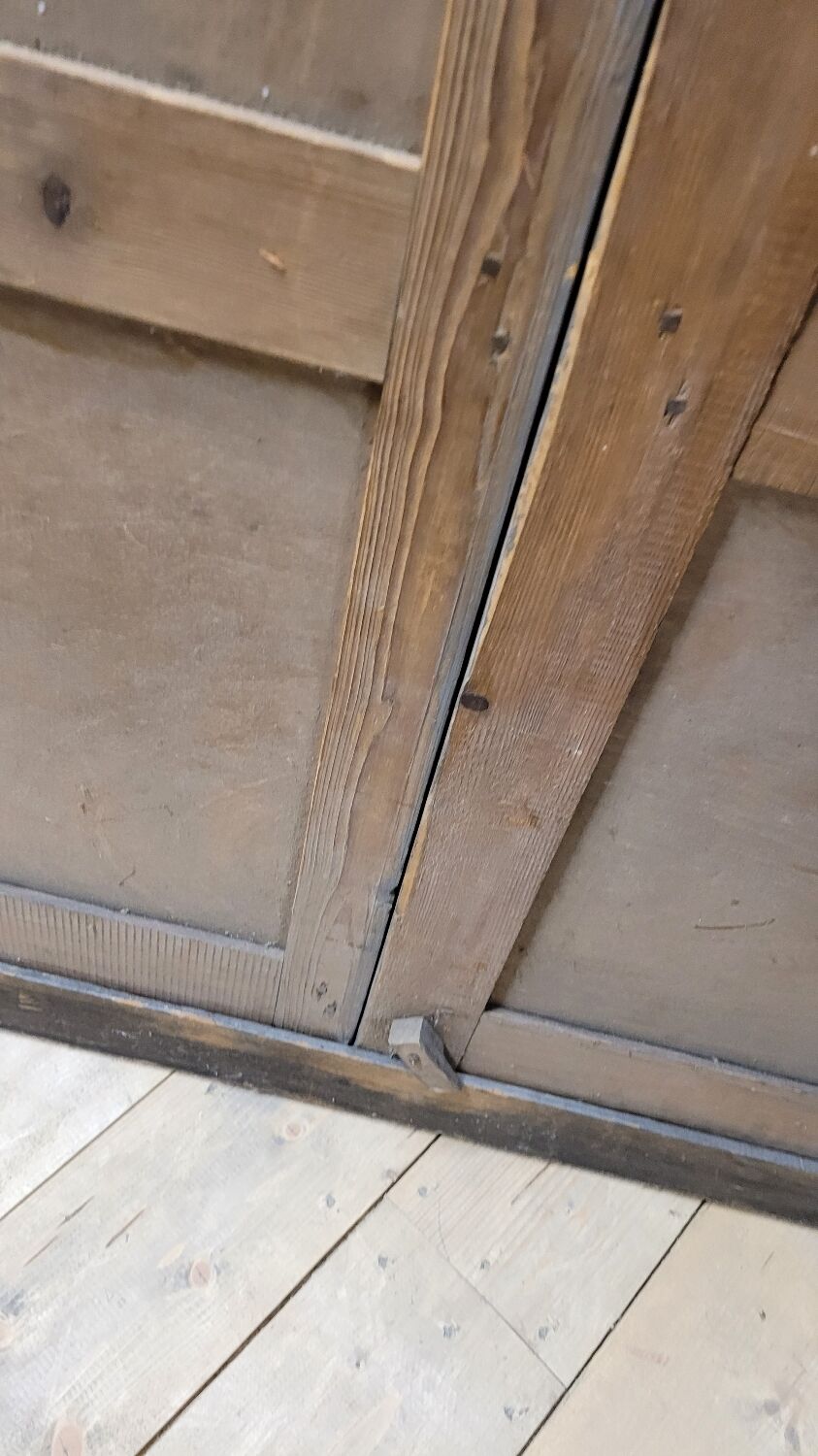 Double cupboard door front in old painted fir