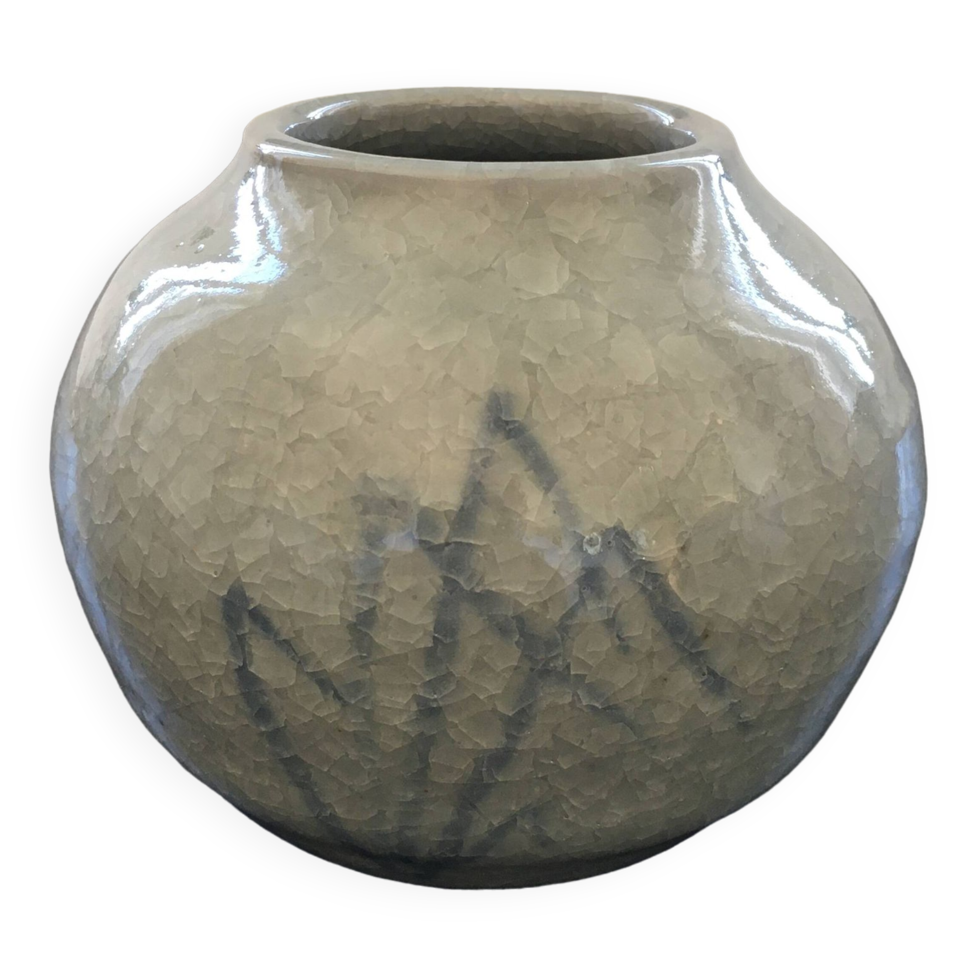 Vase boule céladon craquelé