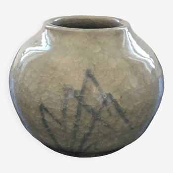 Vase boule céladon craquelé