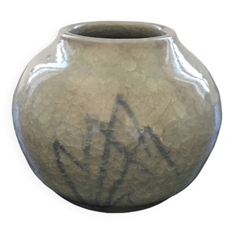 Vase boule céladon craquelé