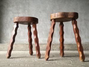 Vintage brutalist tripodes stools