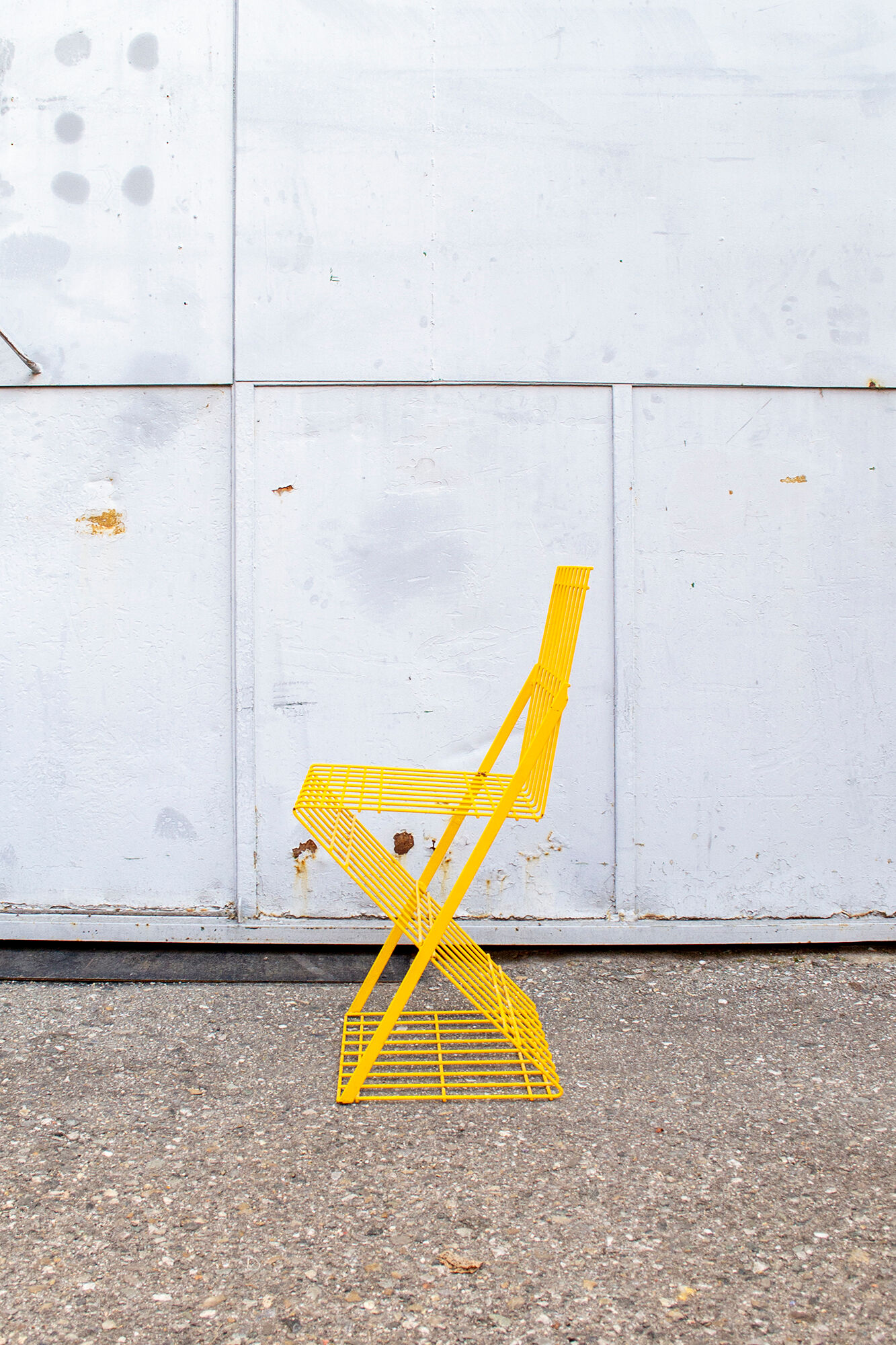 Stackable brutalist iron chairs Italy 70s