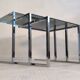 Set of 3 vintage nesting tables in chrome and smoked glass, Roche Bobois style.