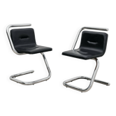 Luigi Bardini Coppia Di Poltroncine Design Anni ‘70 Chrome Tubular