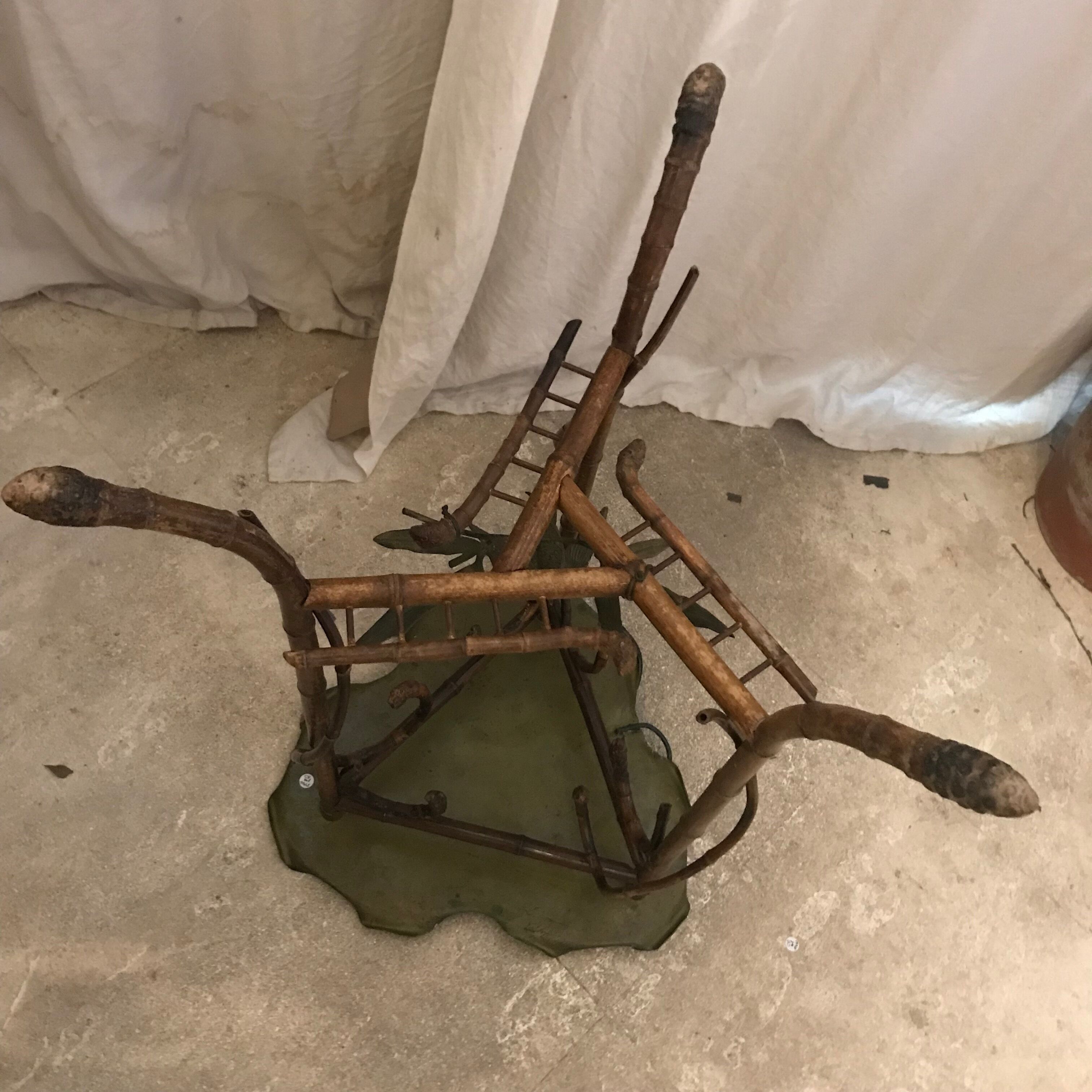 bamboo pedestal table&bronze Napoléon III